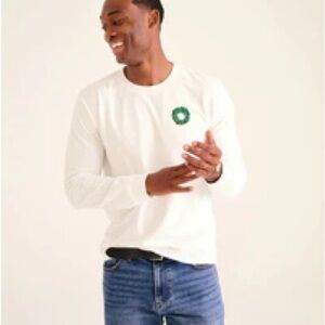 NAADAM White Long Sleeve Tee with Green Accent